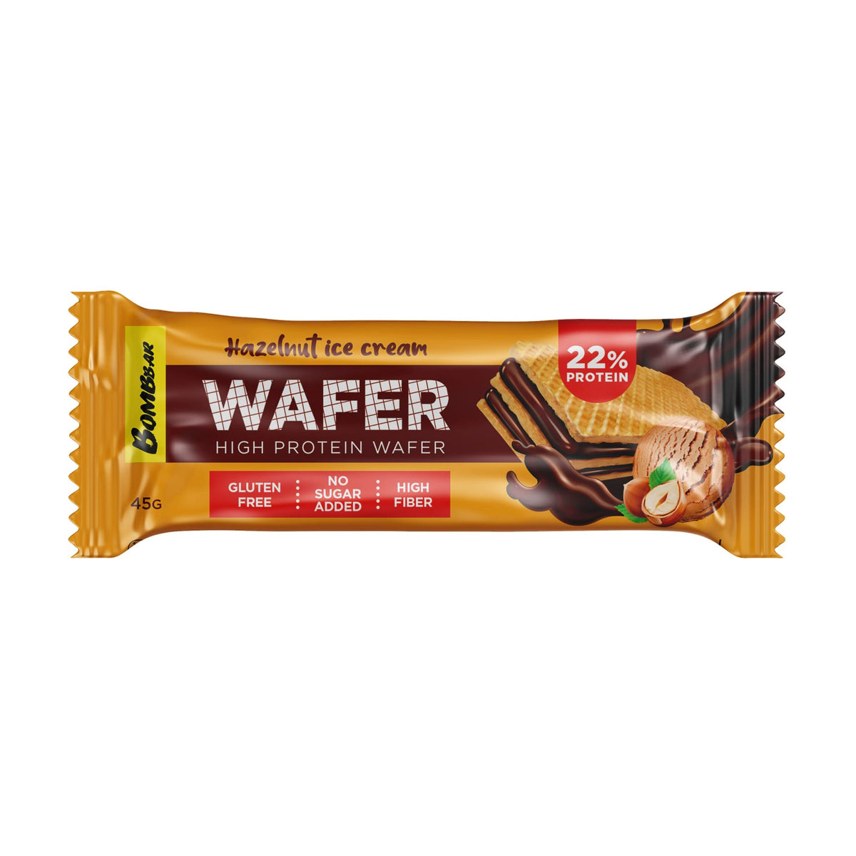 Glazed Wafer Bar in Hazelnut & ice cream 45g