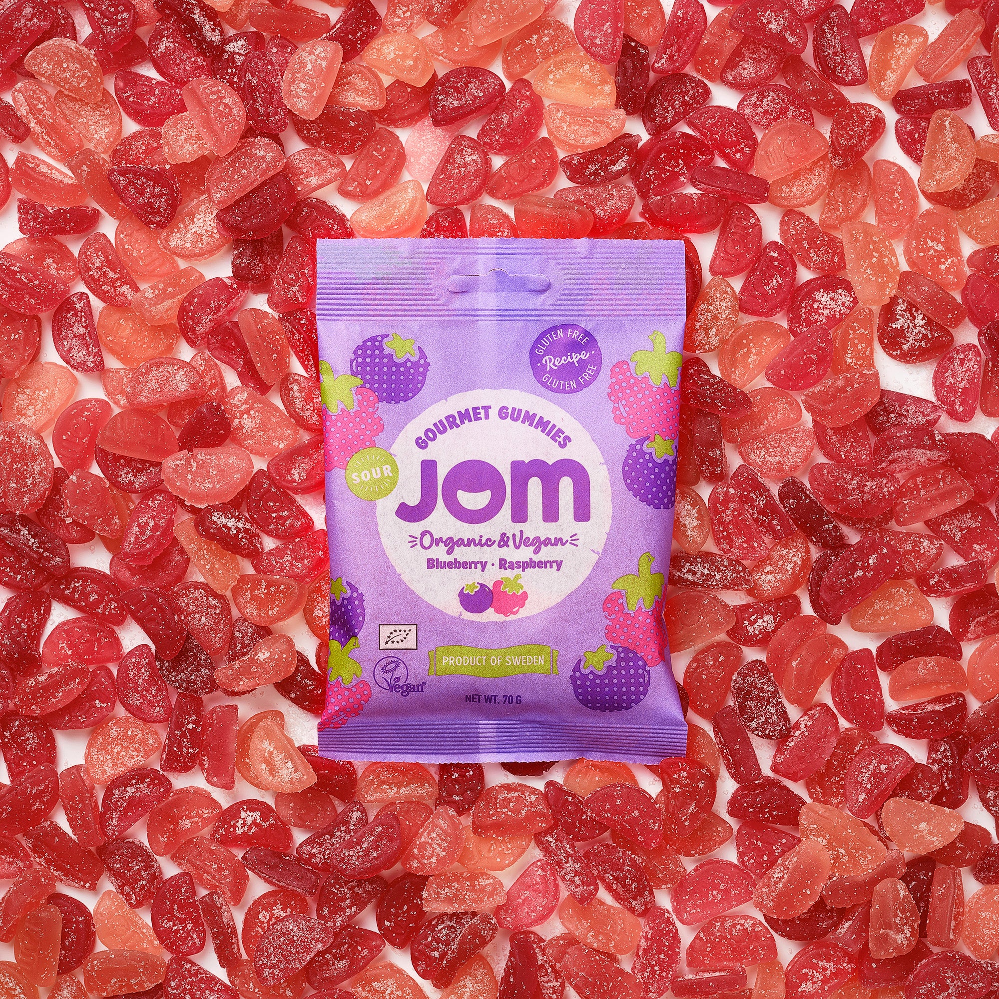 JOM SOUR BLUEBERRY & RASPBERRY 70g